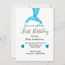 bleu mermaid aquarelle coeur ajouter nom anniversa