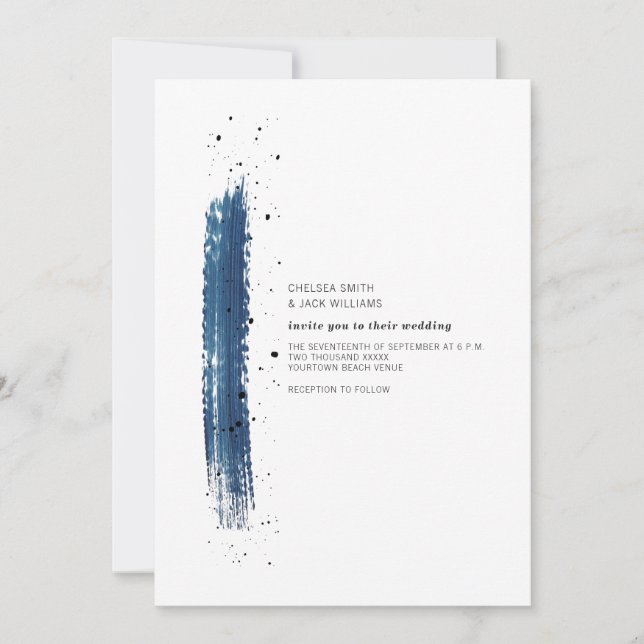 Invitation Bleu minimaliste de Bruxelles Mariage moderne (Devant)