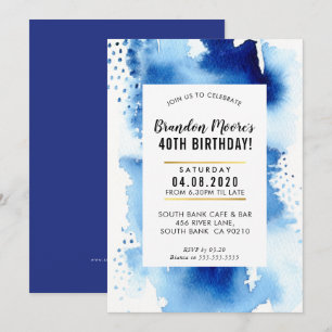 Invitation Bleu moderne de cool d'aquarelle d'INVITATION de