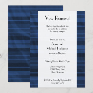 Invitation Bleu, Motif rayé, Lignes, Renouvellement Vow