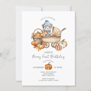 Invitation Bleu mou Poudre d'ours Citrouille automne 1er anni