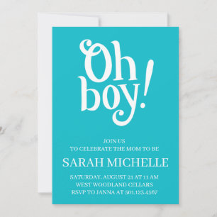Invitation Bleu Oh mon garçon !Baby shower