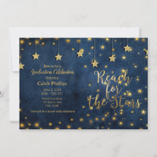 Invitation Bleu Or Atteindre les Étoiles Remise des Diplômes