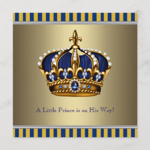 Invitation Bleu or Couronne Petit Baby shower Prince