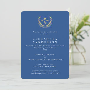 Invitation Bleu/Or Docteur en Médecine ostéopathique Grad