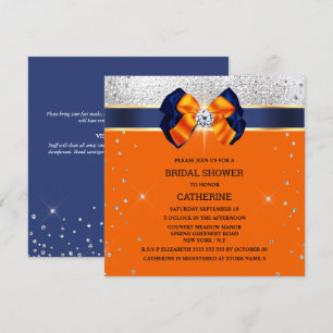 Invitation Bleu orange argent parties scintillant arc élégant
