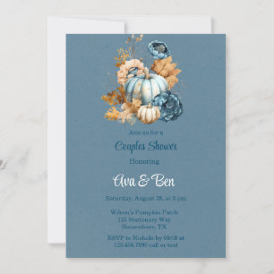Invitation Bleu Orange Citrouille Peony Couples Douche