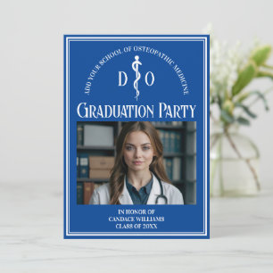 Invitation Bleu Ostéopathie Médicale School Graduation Party