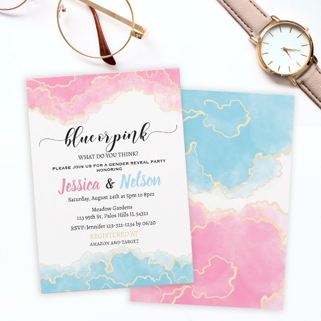 Invitation Bleu ou rose Il ou elle Garçon ou fille Genre révé (Créateur téléchargé)