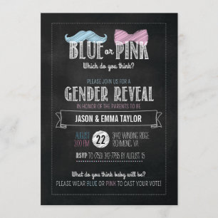 Invitation Bleu ou rose qui vous pensent ? Le genre indiquent