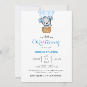 Invitation Bleu ours Bleu Garçon Ballons Christening Invitati