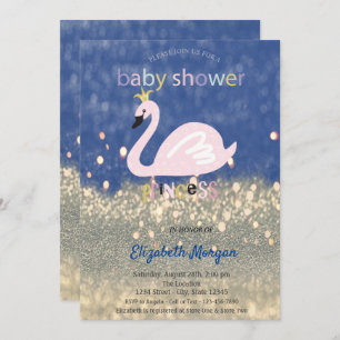 Invitation Bleu, Parties scintillant or Bokeh, Baby shower cy