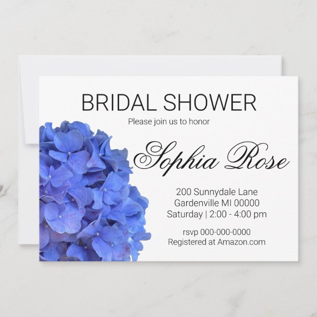 Invitation Bleu perwinkel élégant floral douche nuptiale (Devant)