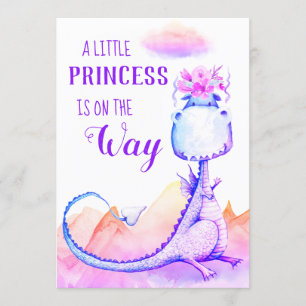 Invitation *~* Bleu pourpre Dragon Bébé Fille Douche Invitati