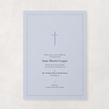 Bleu Poussiéreux Croix Minimale Religieuse Baptême