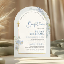 Bleu Poussiéreux Delphinium Floral Garçon Baptême 