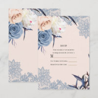 Bleu Poussiéreux et Péché de Fleurs en Dentelle Ma