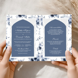 Invitation Bleu Poussiéreux Floral Combinaison Une Robe de Ma
