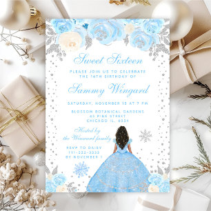 Invitation Bleu Princesse Dark Skin Sweet Seize Hiver