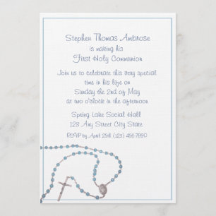 Invitation Bleu Rosaire/ Communion
