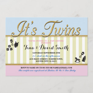 Invitation bleu rose de baby shower de fille de