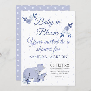 Invitation Bleu Rose mignonne Momma ours Baby shower garçon I