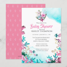 Bleu rose moderne sous le Baby shower marin