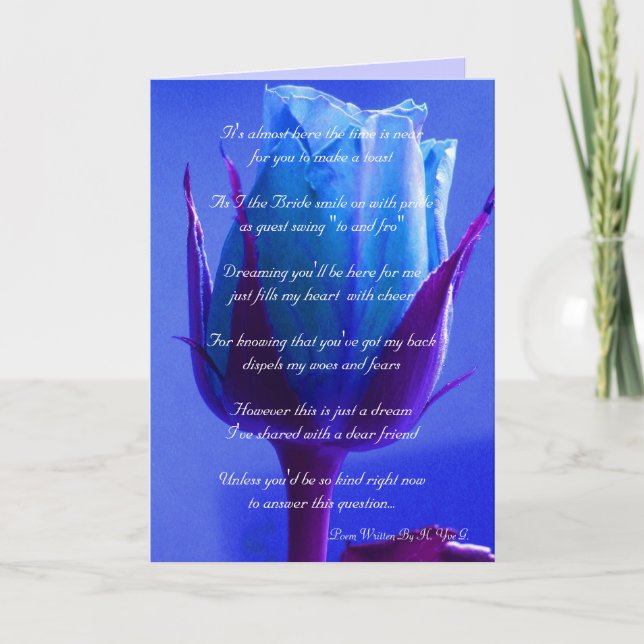 Invitation Bleu Rose, Vous Serez Ma Femme D'Accueil (Devant)