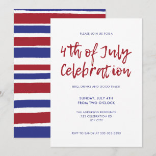Invitation Bleu rouge moderne 4 juillet indépendance