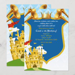 Invitation Bleu Rouge Or Prince Royal Château Fête d'annivers
