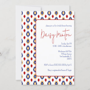 Invitation Bleu, Rouge, Tan, Blanc Thai Ikat Fête des mariées