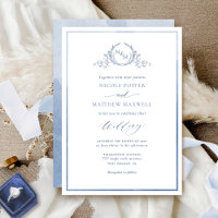 Bleu roux, Aquarelle Élégante Mariage Monogramme