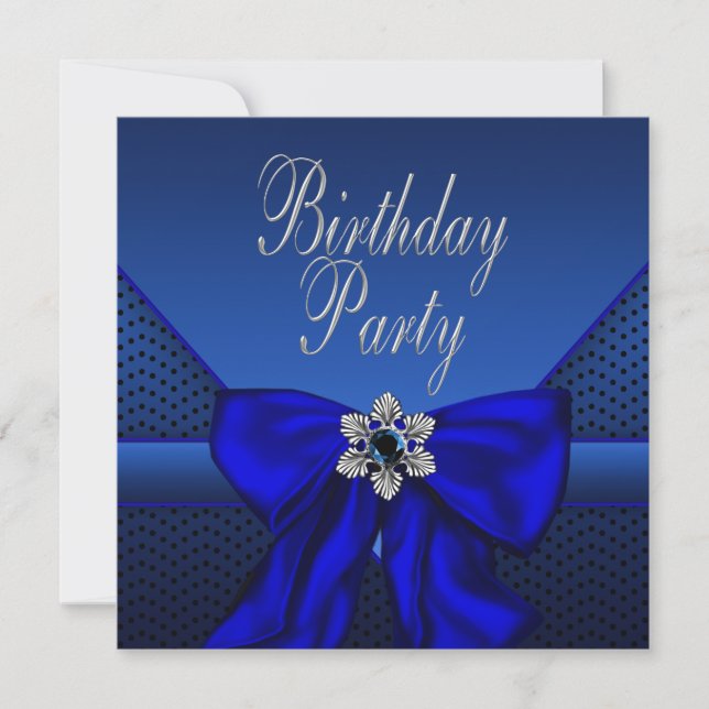 Invitation Bleu Royal Argent Fête d'anniversaire des femmes (Devant)