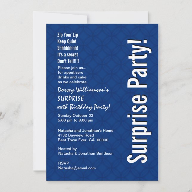 Invitation Bleu royal moderne Ver 005 d'anniversaire fait sur (Devant)