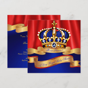 Invitation Bleu Royal Or Prince Garçon Baby Shower Régale Rou