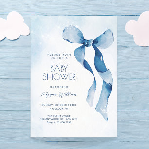 Invitation Bleu ruban baby shower