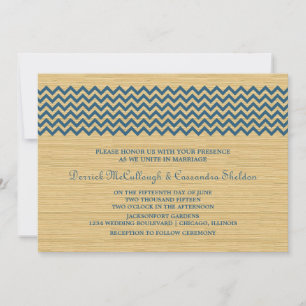 Invitation Bleu Rustique Chevron Mariage Invite