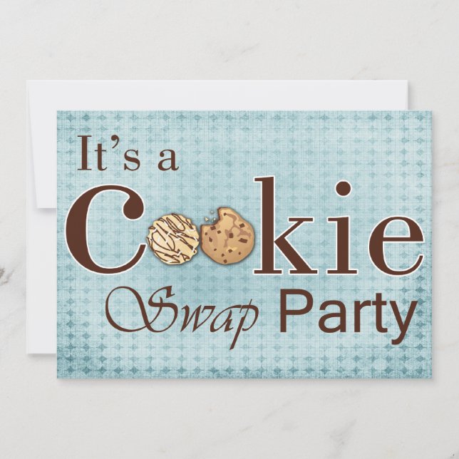 Invitation bleu rustique Holiday Cookie échange de l'invitati (Devant)