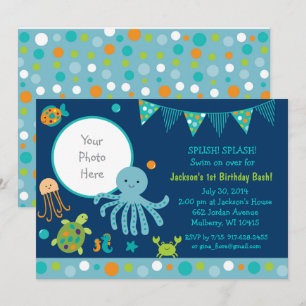 Invitation Bleu sous la mer Anniversaire