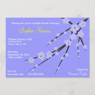 Invitation Bleu sur la Fête de l'mariée en fleurs de cerisier