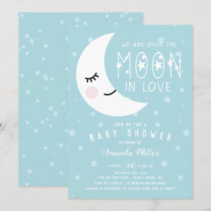 Invitation Bleu Sur Le Baby shower Du Garçon De La Lune