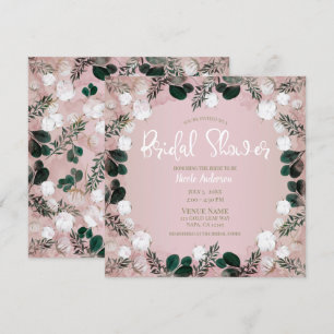 Invitation Bleu Taupe Coton Floral Fête des mariées de verdur