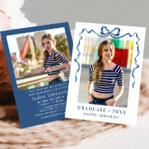 Bleu tendance Ruban 2 PHOTO Graduation Party