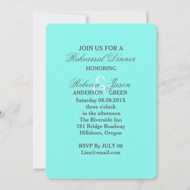 Invitation bleu turquoise aqua mariage oeuf de robin (Devant)