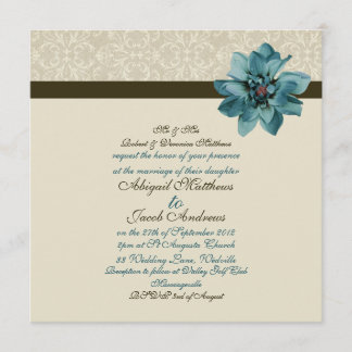 Invitation bleu turquoise brun chocolat de mariage