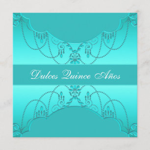 Invitation Bleu turquoise Doux Quinze