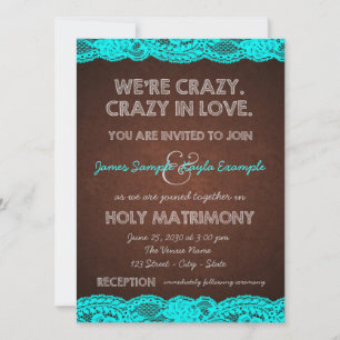 Invitation Bleu turquoise rustique et mariage campagnard de