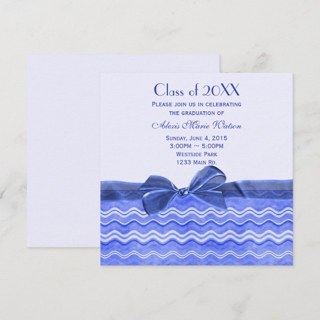 Invitation Bleu vague avec arc (Devant / Derrière)