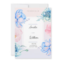 Bleu Vert Rose Floral Moderne Tendance Aquarelle