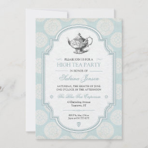 Invitation Bleu Victorien High Tea Party